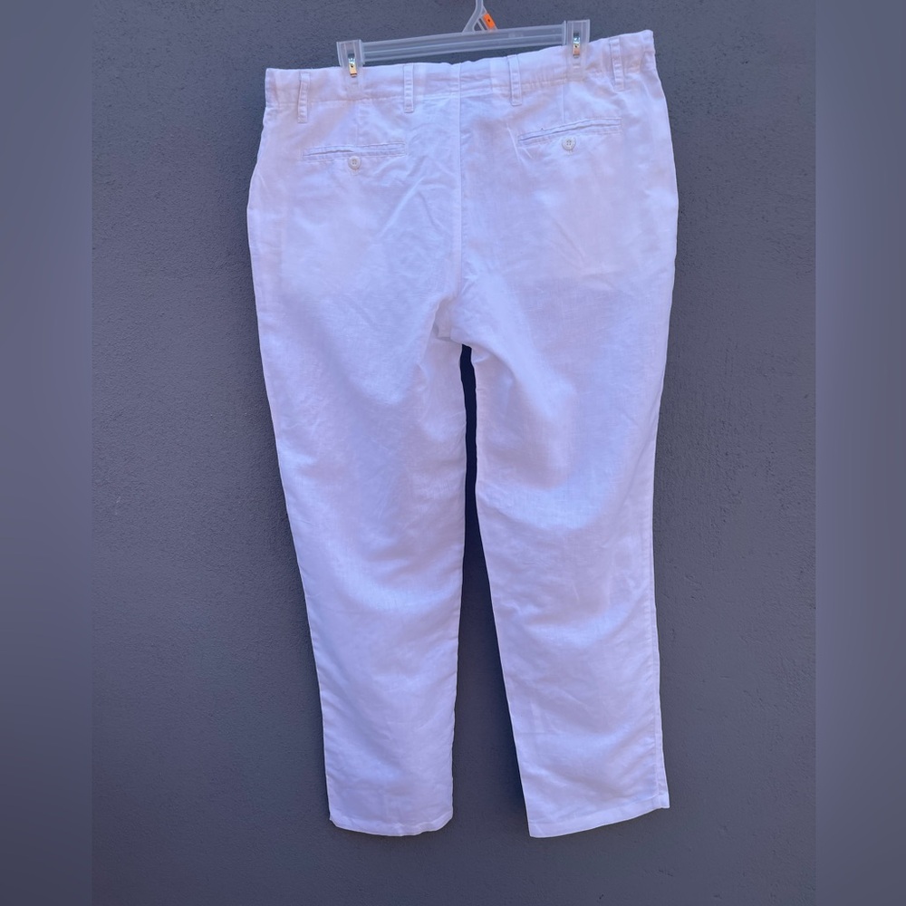 White Linen Drawstring Pants - Picture 7 of 11